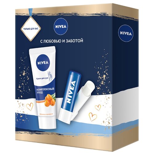 фото Подарочный набор nivea «базовый уход» для женщин (крем для рук, 75 мл, бальзам для губ)