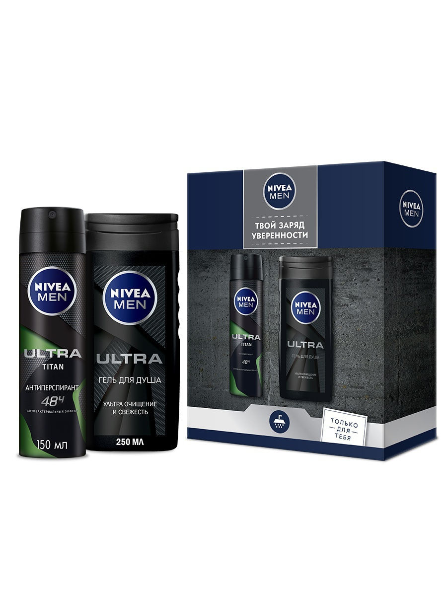 фото Набор nivea "ультра" гель для душа, 250 мл. + дезодорант-антиперспирант, 150 мл.