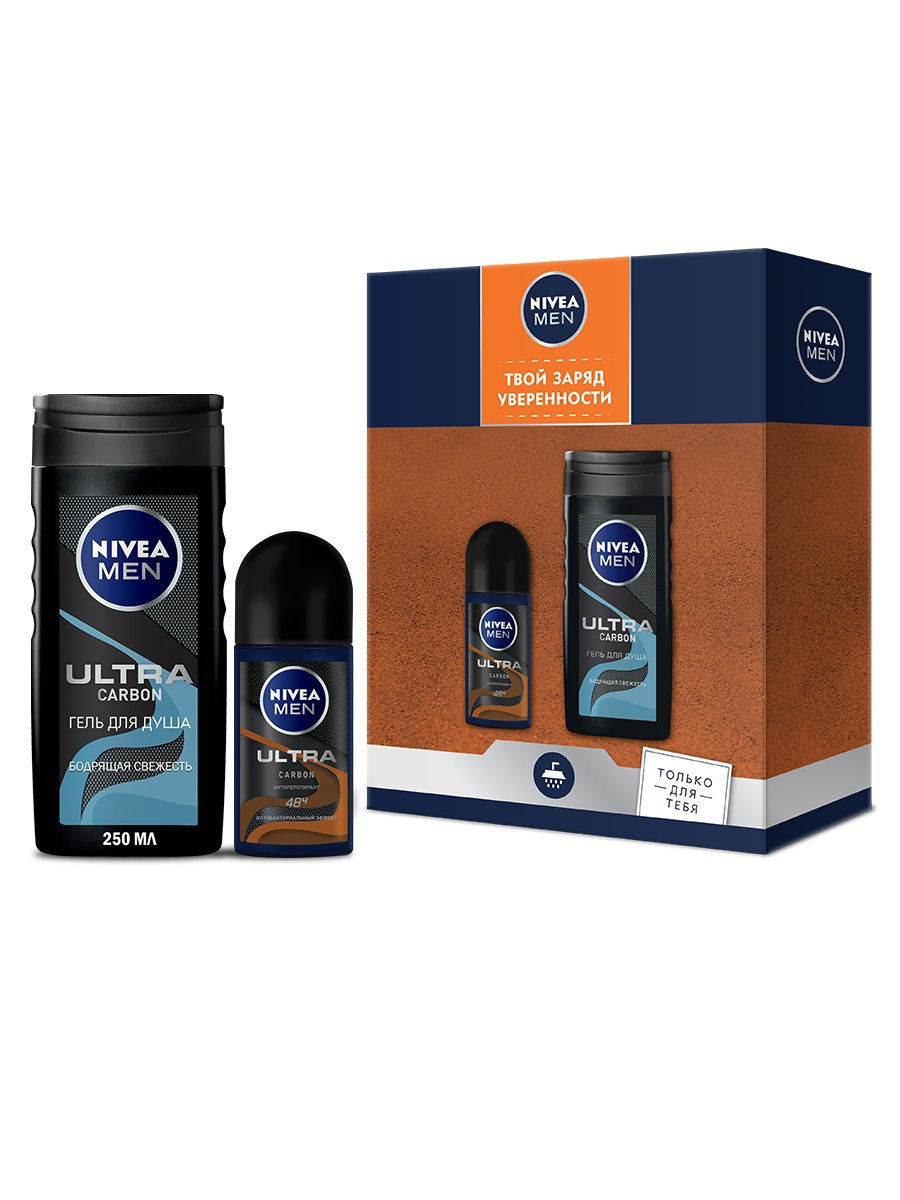 фото Набор nivea "ультра карбон"дезодорант-антиперспирант, 50 мл. + гель для душа, 250 мл.)