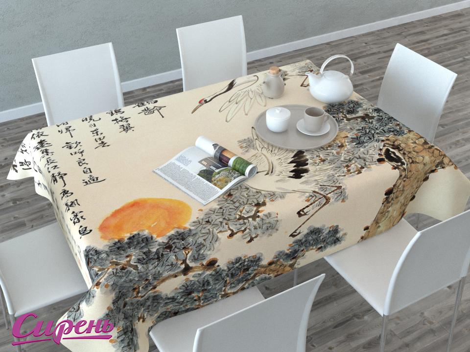 фото Скатерть с пропиткой, сирень, японская фреска, 140х220см
