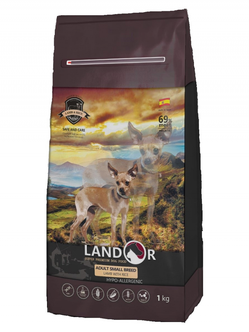 фото Сухой корм для собак landor adult small breed, для мелких пород, ягненок с рисом, 3кг