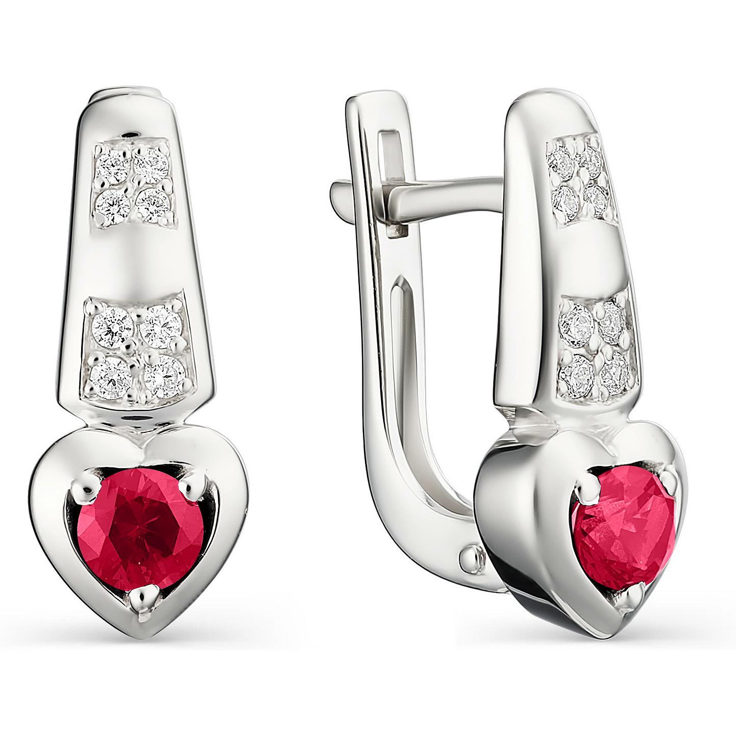 

Серьги женские из серебра АЛЬКОР 02-1082, рубин/фианит, 02-1082