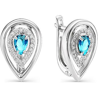 

Серьги женские из серебра АЛЬКОР 02-0807, сапфир/фианит