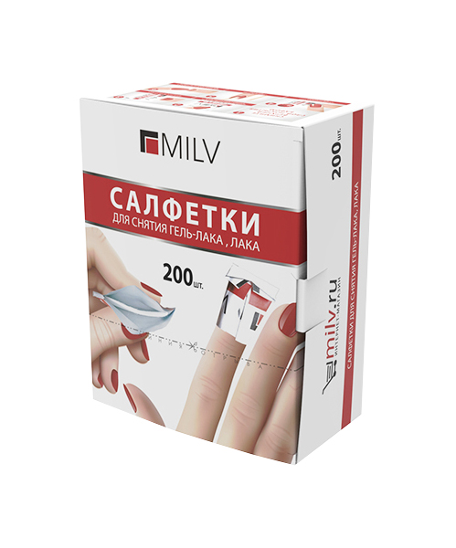 фото Салфетки для снятия гель-лака milv 200 шт