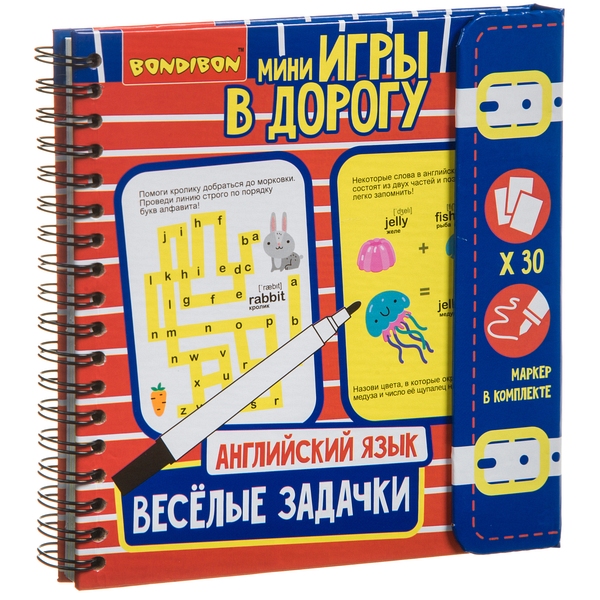 

Развивающая игра в дорогу Bondibon Веселые задачки Английский язык