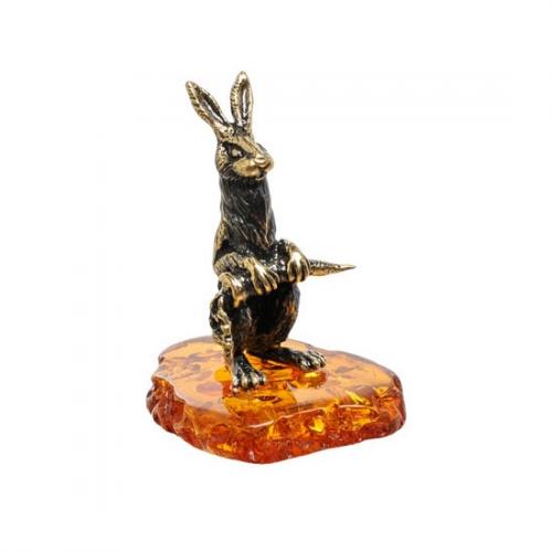 

Фигурка декоративная Art East, Заяц с морковкой, 4 см, Золотистый
