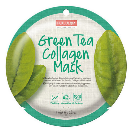 Маска Purederm для лица Green Tea Collagen 18 г