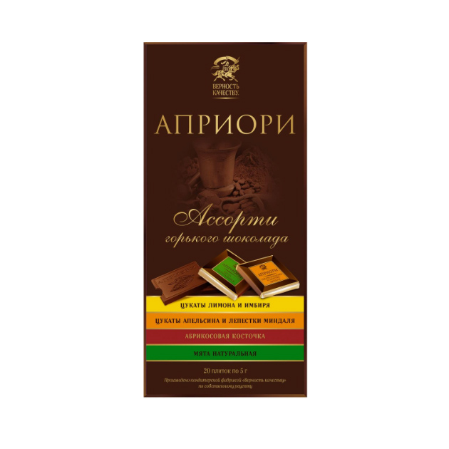 Шоколад горький Априори ассорти цукаты и орехи 100 г