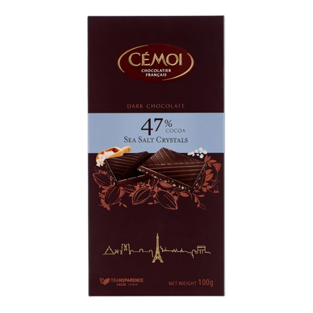 Шоколад Cemoi горький 47% с кристаллами морской соли 100 г