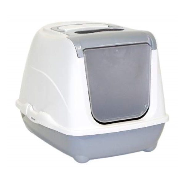 фото Туалет для кошек moderna flip cat, прямоугольный, серый, 50х39х37 см
