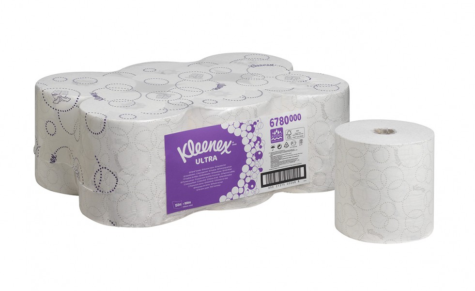 фото Бумажные полотенца kleenex ultra 2 слоя 15000*19,8 см 6 рулонов в упаковке kimberly-clark