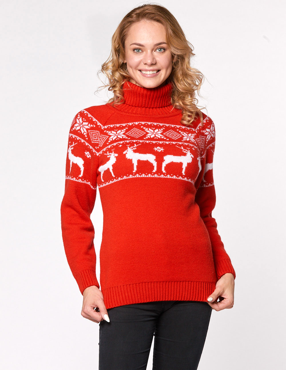 

Свитер женский Теплые звери 10051 красный L, 10051