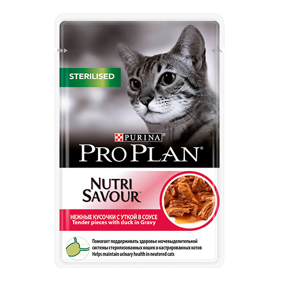 фото Влажный корм для кошек pro plan nutri savour sterilised, утка, 85г