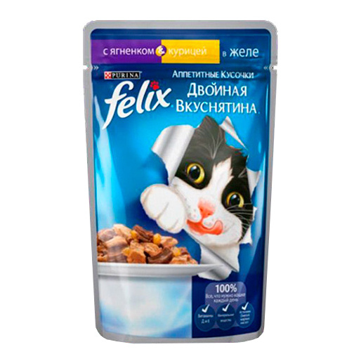 фото Влажный корм для кошек felix двойная вкуснятина, ягненок, курица, 85г
