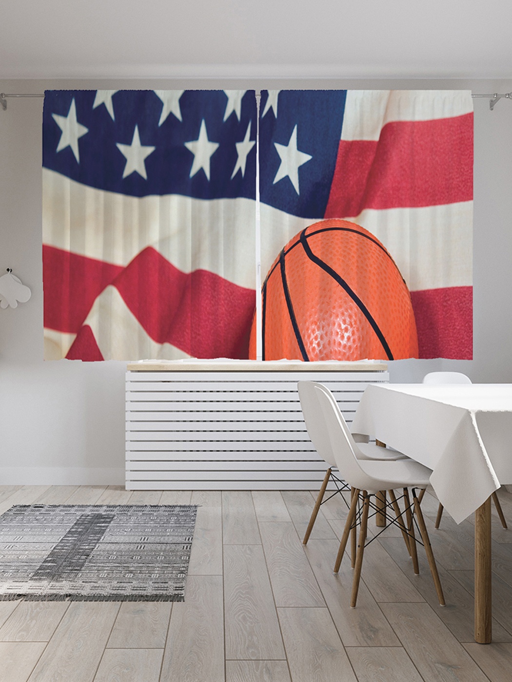 фото Шторы с фотопечатью "баскетбол в америке" из сатена, 290х180 см joyarty
