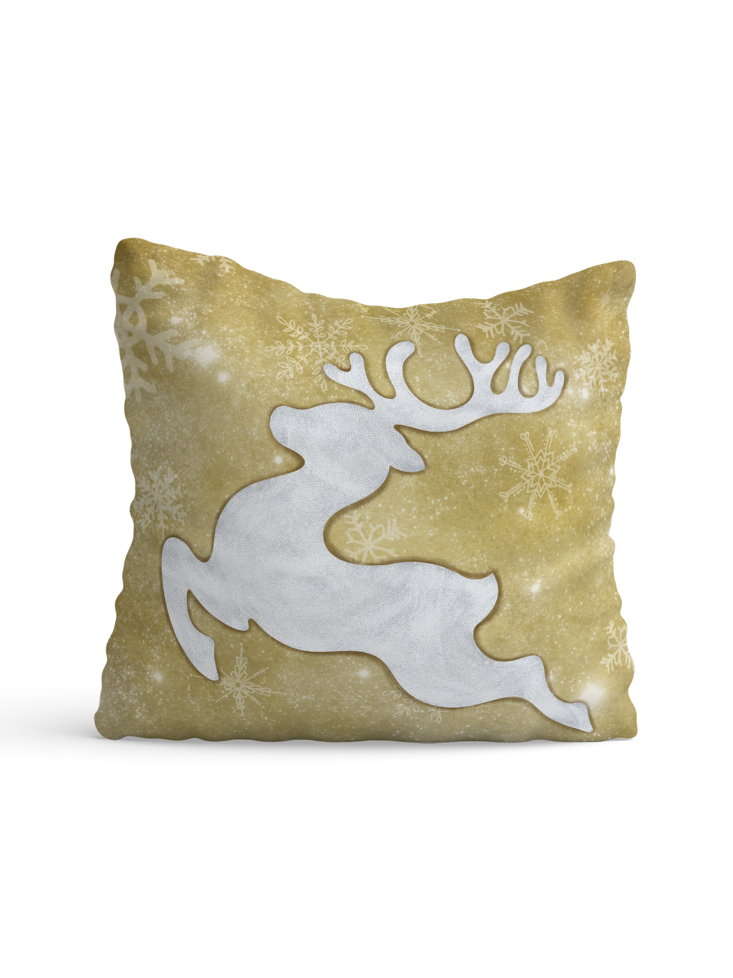 фото Декоративная подушка флис 35х35 см праздничный олень золотая sfer.tex 1713172