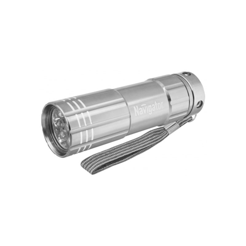 фото Фонарь ручной navigator npt-cm07 9 led (60lm), питание 3xaaa, серебристый/алюминий, 94928