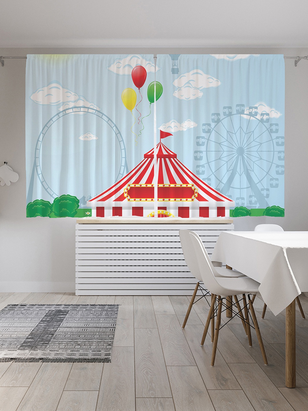 фото Шторы с фотопечатью "городской цирк" из сатена, 290х180 см joyarty