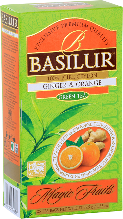 Чай Basilur Волшебные фрукты Имбирь и Апельсин зеленый мелколистовой 25 пакетиков