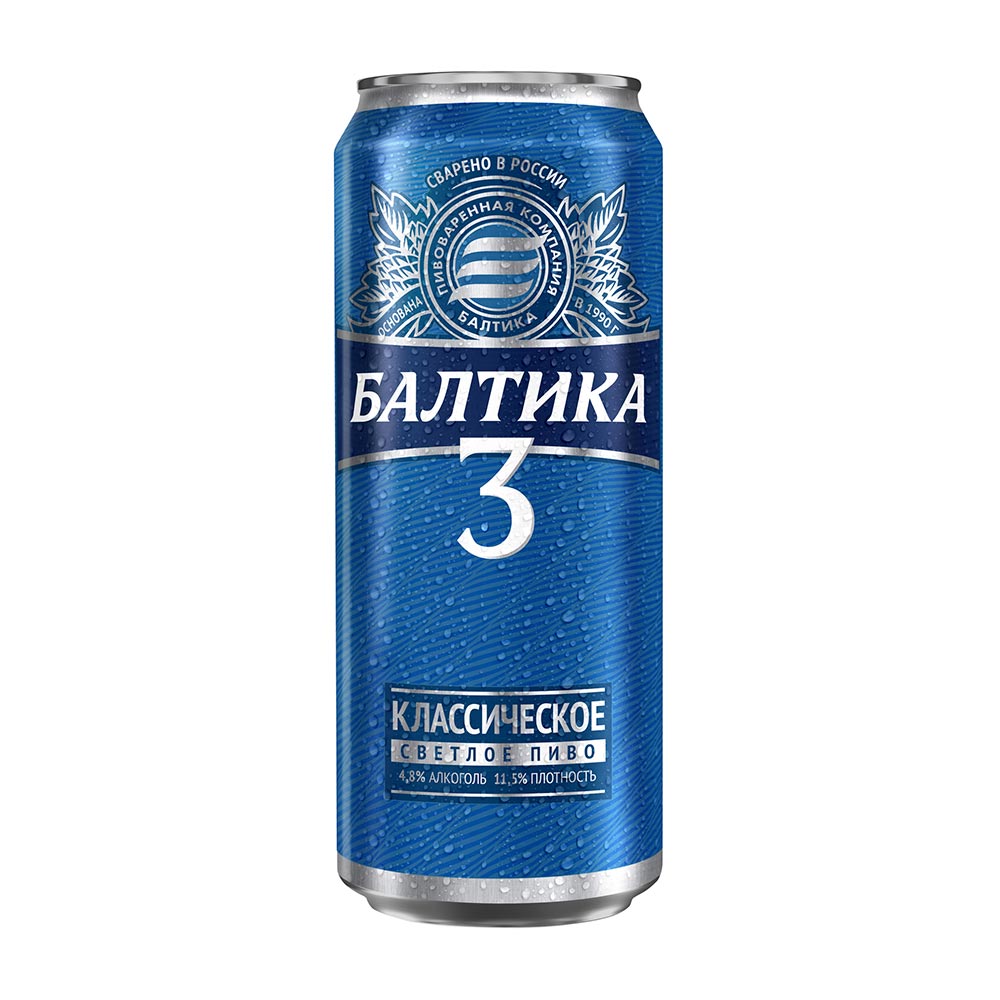 

Пиво Балтика №3 светлое 4,8% ж/б 0,45л