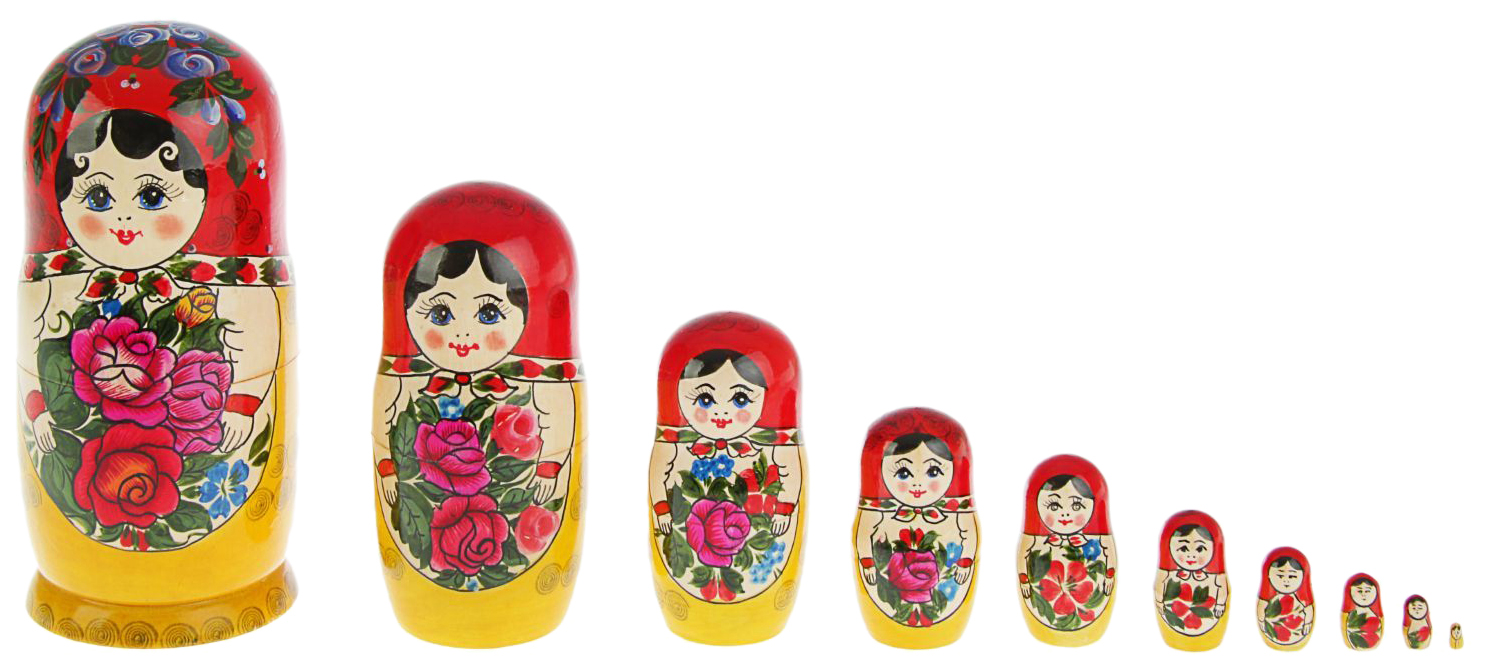 

Матрешка "Роза", 10 кукол, Красный