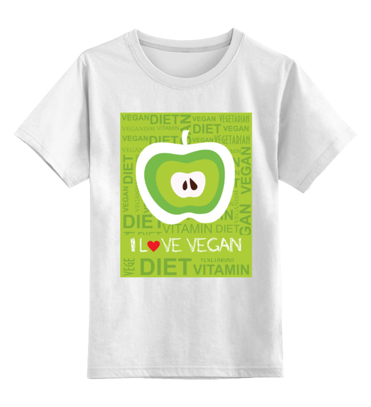 

Детская футболка Printio I love vegan цв.белый р.104, 0000000739612