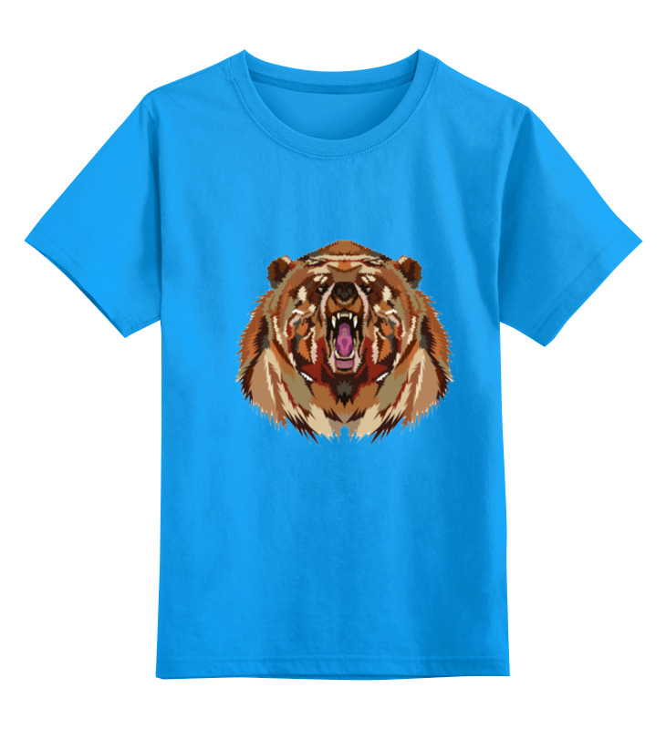 Купить 0000000735303, Детская футболка Printio Медведь цв.голубой р.104,