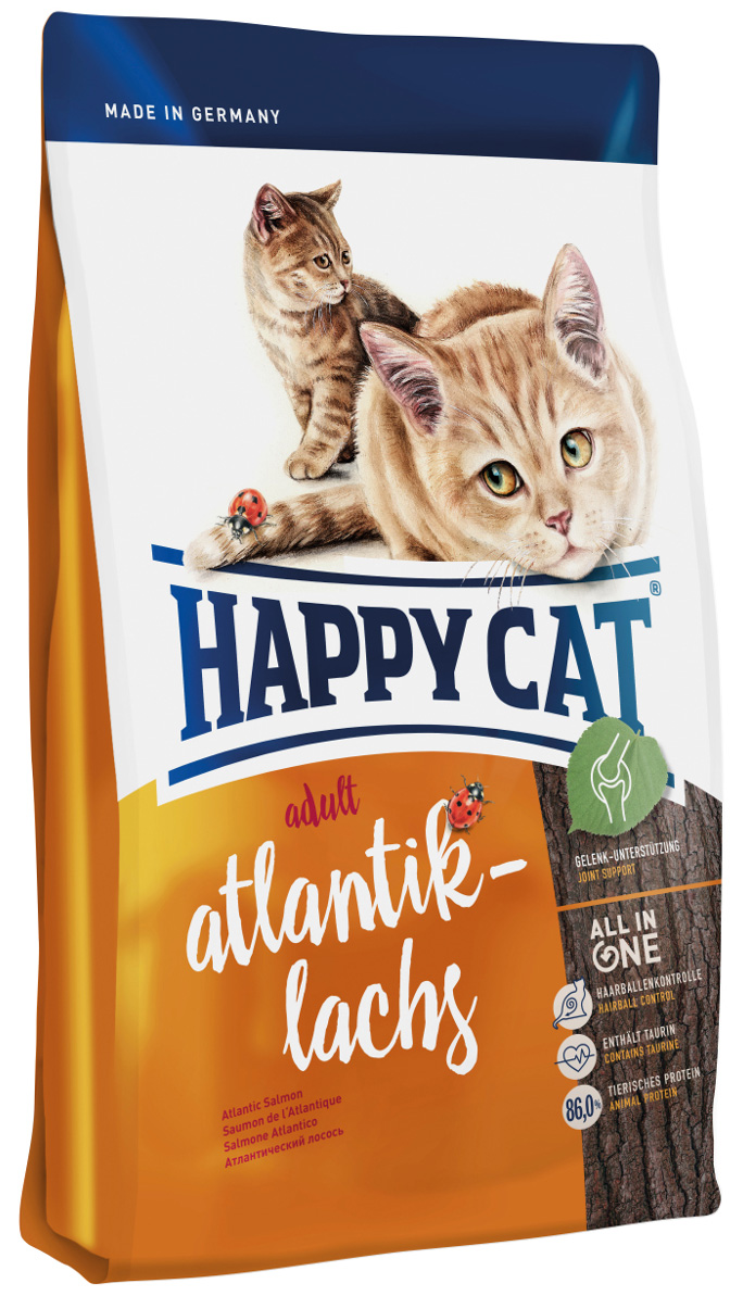 фото Сухой корм для кошек happy cat fit & well, атлантический лосось, 0,3кг