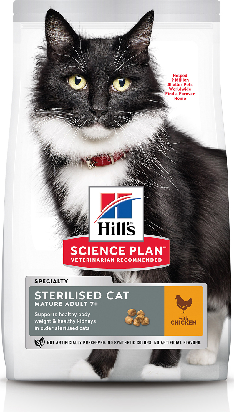 фото Сухой корм для кошек hill's science plan sterilised adult 7, курица, 0,3кг