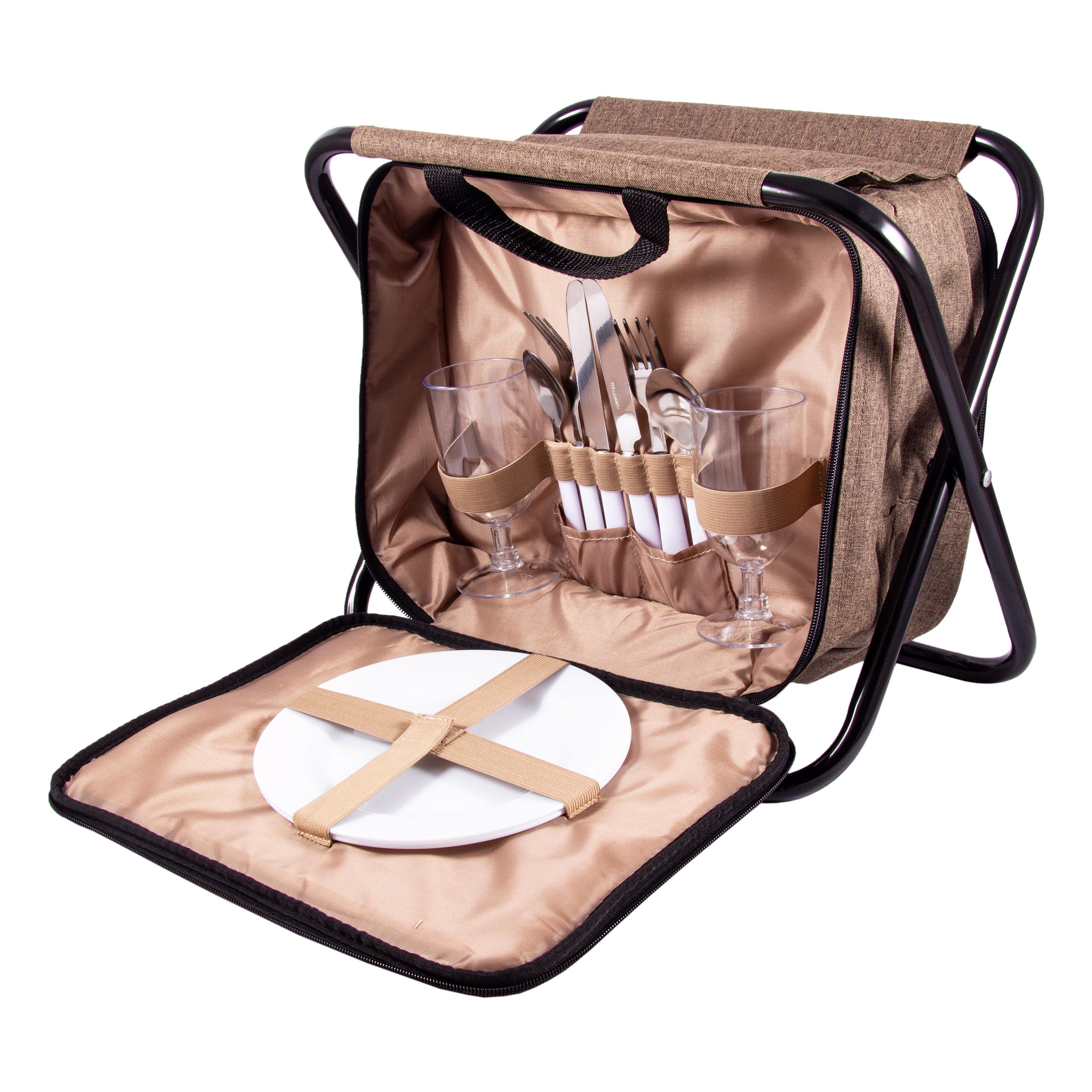 Набор для пикника на 2 персоны в сумке-стульчике, 33x23x25 см, арт. 130021