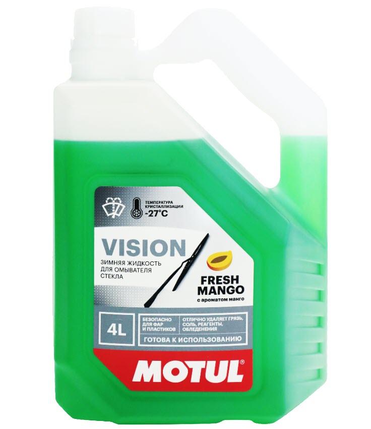 фото Motul 109335 зимняя стеклоомывающая жидкость vision fresh mango свежий манго -27c 4л 10933