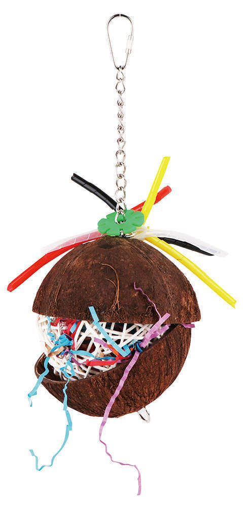 фото Подвеска для попугаев fauna international кокосовый сюрприз, разноцветный, 13х13х28 см