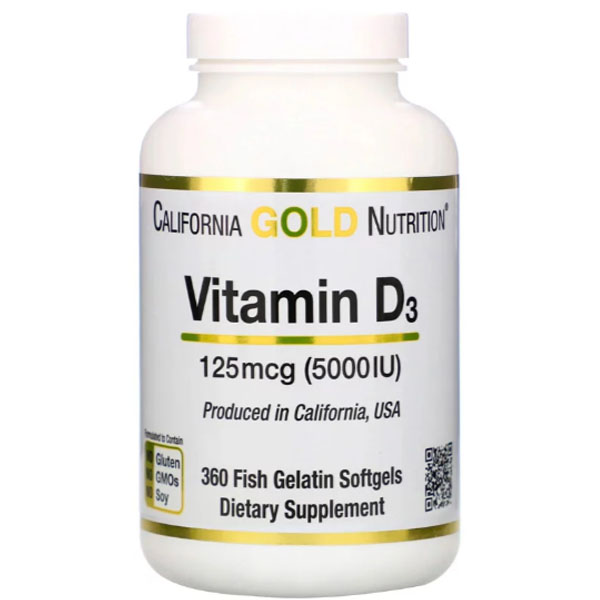 Купить Витамин D3 California Gold Nutrition Vitamin D3 5000 IU капсулы 360 шт.
