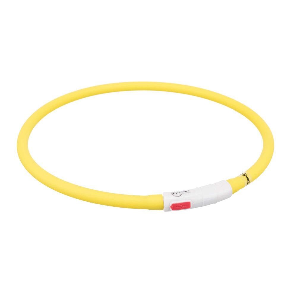 фото Ошейник для собак trixie usb flash light ring, светящийся, силикон, желтый, 10мм х 70см