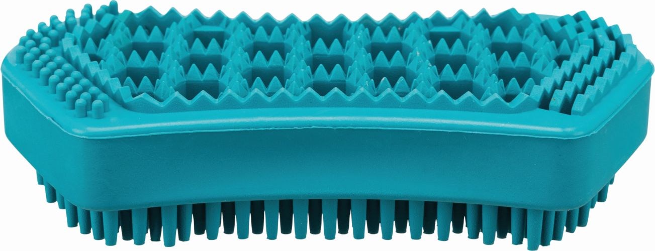 Щетка массажная для собак и кошек TRIXIE Massage Brush, двусторонняя, бирюзовая, 6х12 см