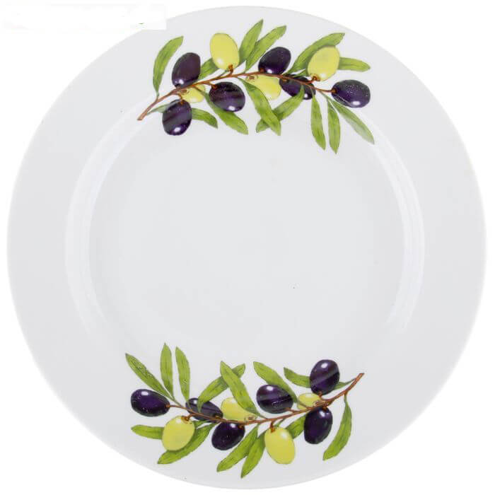 фото Тарелка столовая дулево гладкий край оливки, диаметр 24 см., фарфор дулевский фарфор