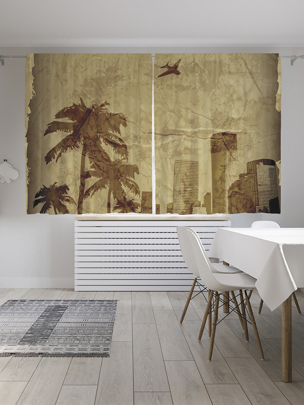 фото Шторы с фотопечатью "городские пальмы" из сатена, 290х180 см joyarty
