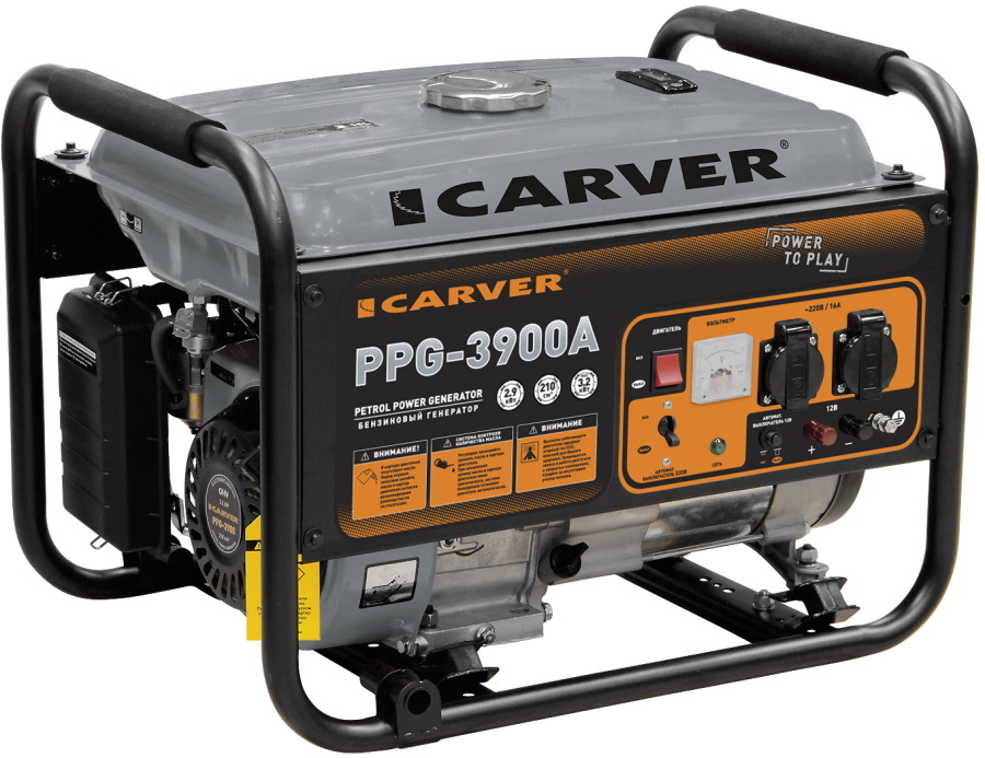 Бензиновый генератор CARVER PPG- 3900А, 220/12 В, 3.2кВт [01.020.00012] бензиновый генератор carver