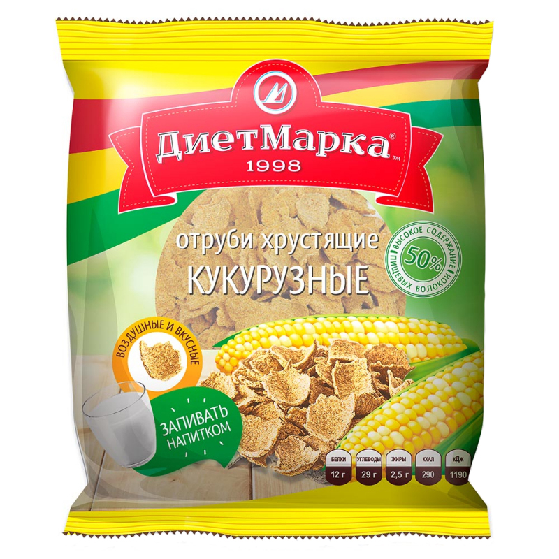 

Отруби хрустящие ДиетМарка кукурузные 100 г, хрустящие