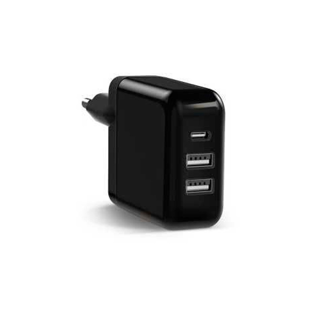 фото Сетевое зарядное устройство samsung keyco 3-in-1, 2 usb/1 usb type-c, 2 a black