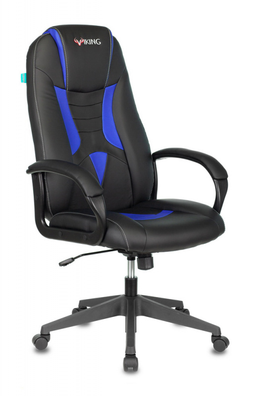 фото Кресло игровое zombie viking-8n/bl-blue черный/синий искусственная кожа