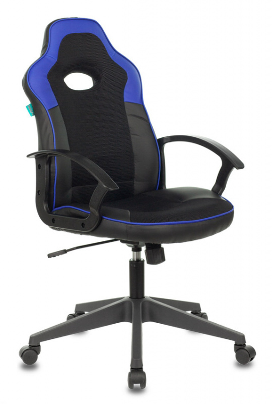 фото Кресло игровое zombie viking-11/bl-blue черный/синий искусст.кожа/ткань