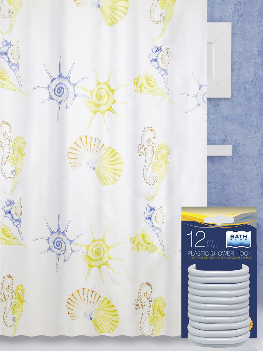 

Комплект штора для ванной и кольца BATH PLUS akch1351