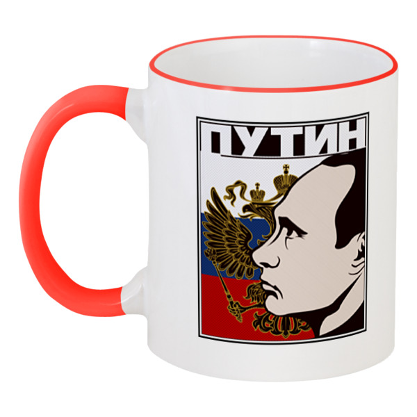 

Кружка Printio с цветной ручкой и ободком Путин