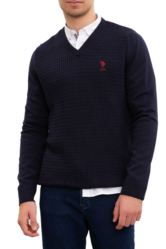 

Пуловер мужской G081GL0TK0GROVSK9 U.S. POLO Assn. синий S, G081GL0TK0GROVSK9