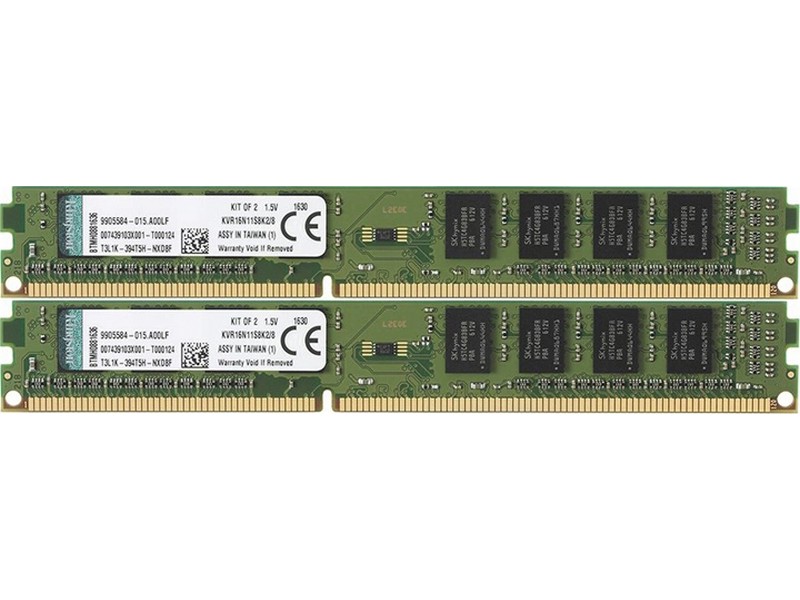 

Оперативная память Kingston 8Gb DDR-III 1600MHz (KVR16N11S8K2/8) (2x4Gb KIT), ValueRAM