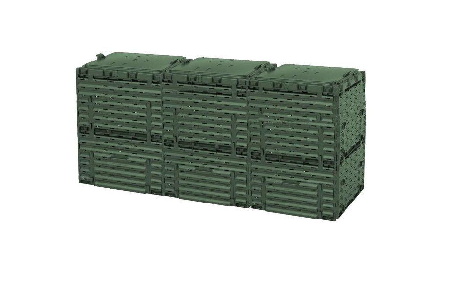 фото Компостер садовый 900л piteco с крышкой k2130, k2030 зелёный (из 3-х мест)