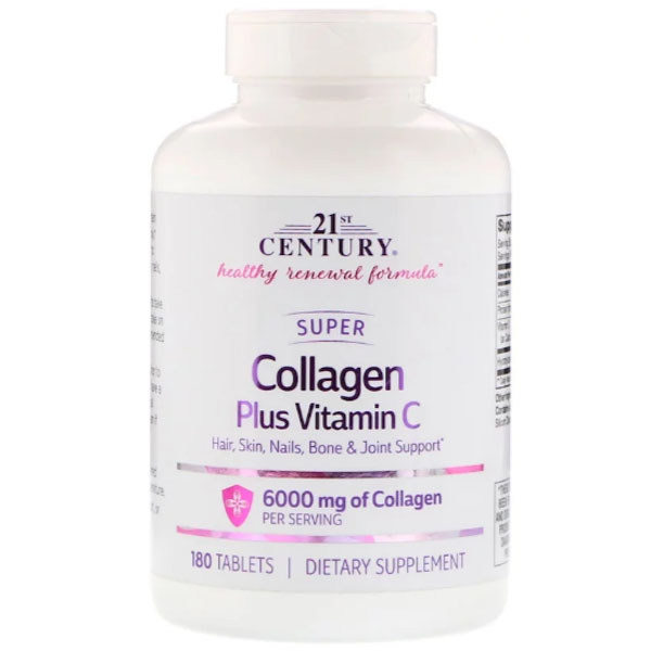 Super Collagen plus Vitamin C 21st Century 180 таблеток натуральный