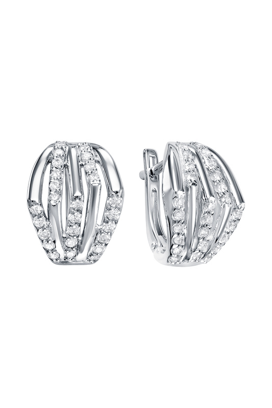 

Серьги женские из серебра АЛЬКОР 02-1588, фианит, 02-1588