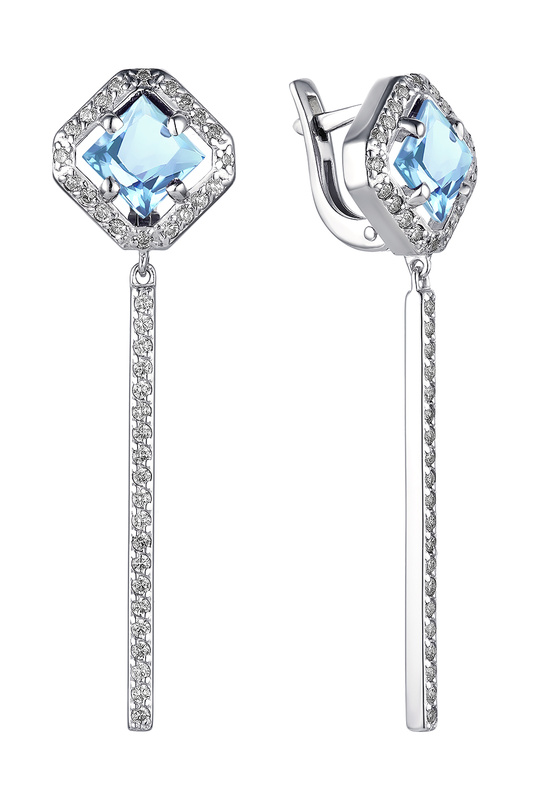 

Серьги женские из серебра АЛЬКОР 02-1547, топаз, 02-1547